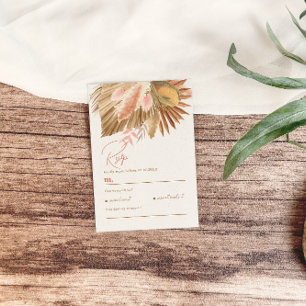 Cartão RSVP Casamento Rustic Boho Pampas Grass