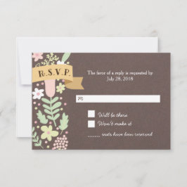 Cartão RSVP Casamento Rustic Boho Pastel Flower Wreath