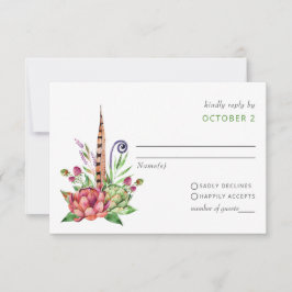 Cartão RSVP Casamento Rustic Boho Succulent Cactus Greenery
