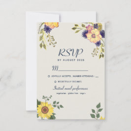 Cartão RSVP Casamento Rustic Boho Watercolor Flowers