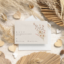 Cartão RSVP Casamento Rustic Boho Wildflower Bohemian