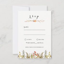 Cartão RSVP Casamento Rustic Boho Woodland