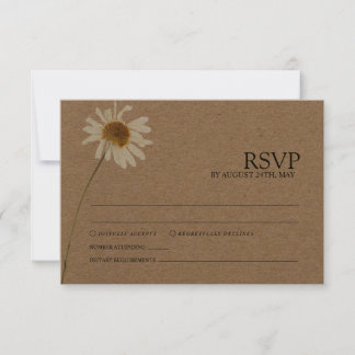 Cartão RSVP Casamento Rustic Dried Sunflower Kraft