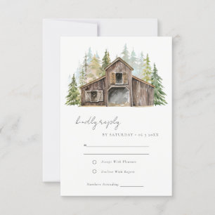 Cartão RSVP Casamento Rustic Elegant Pine Woods Forest
