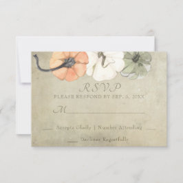 Cartão RSVP Casamento Rustic Fall Autumn White, Orange Pumpkin