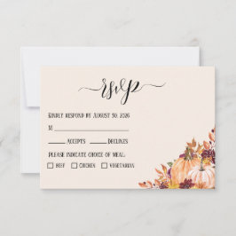 Cartão RSVP Casamento Rustic Fall Pumpkin com Opções de Refeiç