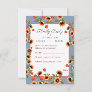 Cartão RSVP Casamento Rustic Floral Escandinávia Inspirado Fol