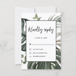 Cartão RSVP Casamento Rustic Greenery Botanical Watercolor