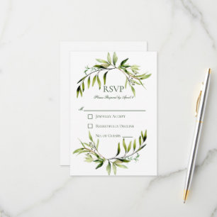Cartão RSVP Casamento Rustic Greenery Bough
