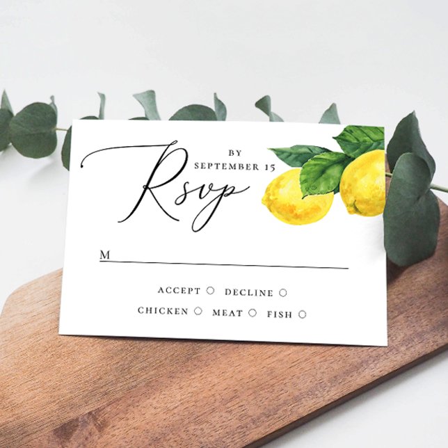 Cartão RSVP Casamento Rustic Lemon Grove | Pomar de Citrinos A (Criador carregado)