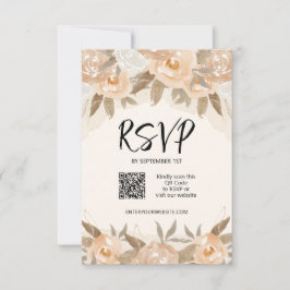 Cartão RSVP Casamento Rustic Peach Flowers