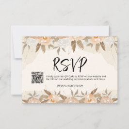 Cartão RSVP Casamento Rustic Peach Flowers