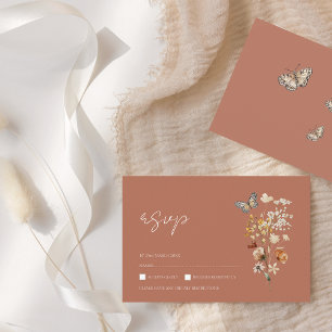 Cartão RSVP Casamento Rustic Terracotta Autumn Fall Selvagens