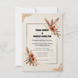Cartão RSVP Casamento Rustic Terracotta Florals & Pampas Grass