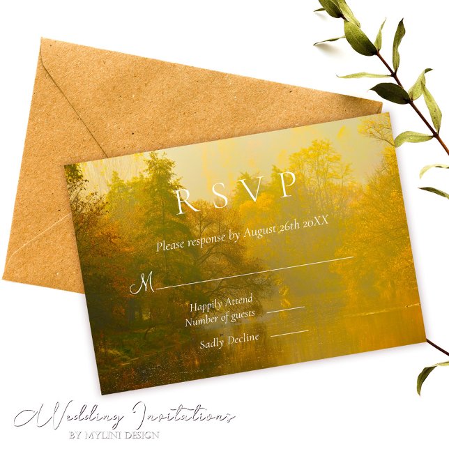 Cartão RSVP Casamento Rustic Vintage Autumn (Criador carregado)