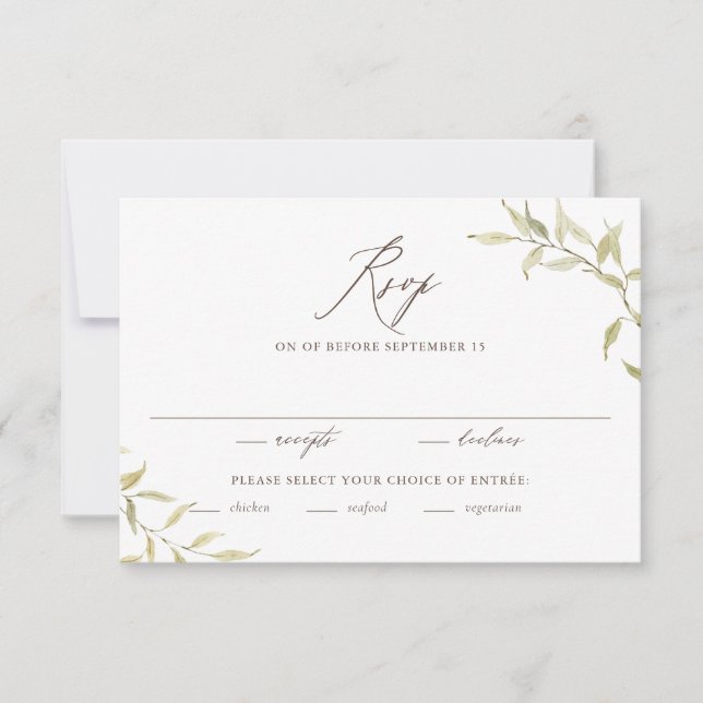 Cartão RSVP Casamento Rustic Watercolor (Frente)