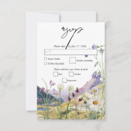 Cartão RSVP Casamento Rustic Watercolor Wildflower Mountain