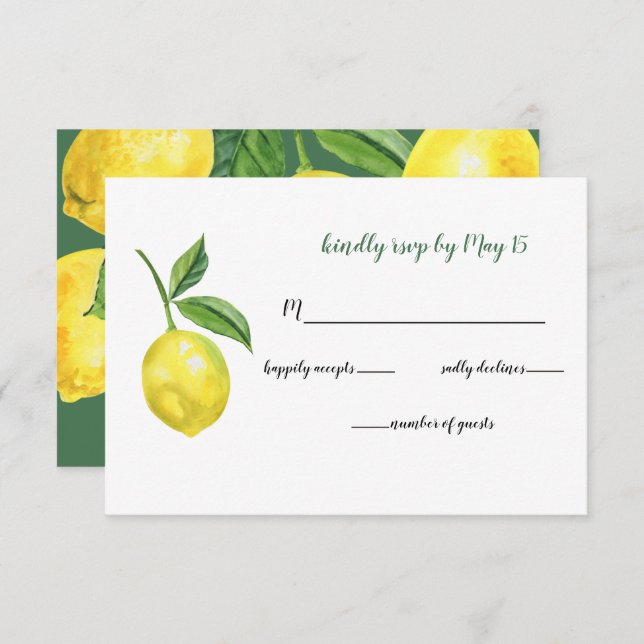 Cartão RSVP Casamento Rustic WatercolorCitrus (Frente/Verso)