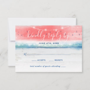 Cartão RSVP Casamento Rustic Watermelon Elegant Watercolor