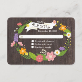 Cartão RSVP Casamento Rustic Woodland Bohemian Floral Wreath