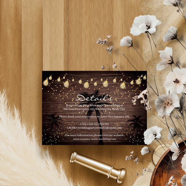 Cartão RSVP Casamento rústico boêmio de palmeira no campo (Criador carregado)