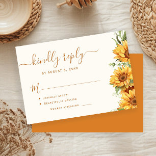 Cartão RSVP Casamento rústico boho outono floral jardim