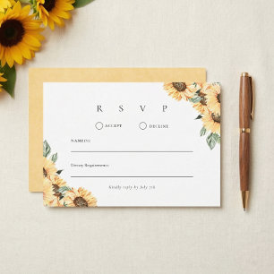 Cartão RSVP Casamento Rústico com Estilo de Girassol ao Sol