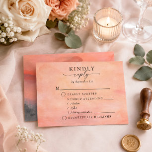Cartão RSVP Casamento Rústico com Pôr do Sol nas Montanhas em