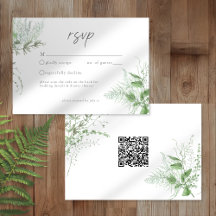 Casamento Rústico com Samambaia em Aquarela QR