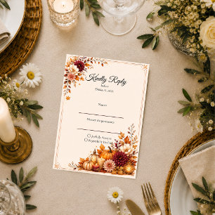 Cartão RSVP Casamento Rústico de Colheita