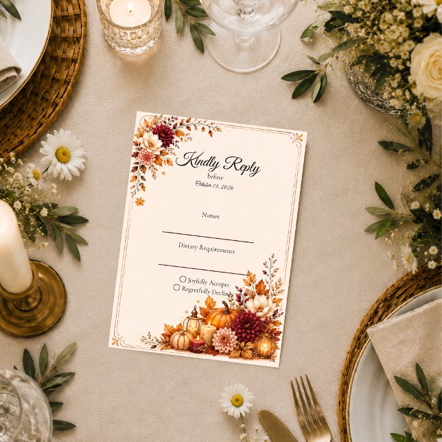 Cartão RSVP Casamento Rústico de Colheita (Criador carregado)