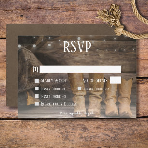 Cartão RSVP Casamento Rústico de Cowboy Western Jantar