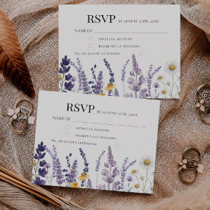 Cartão RSVP Casamento Rústico de Flores Silvestres Elegantes