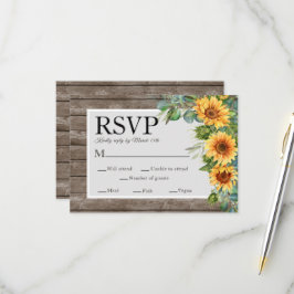 Cartão RSVP Casamento Rústico de Madeira Eucalyptus