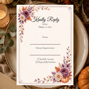 Cartão RSVP Casamento Rústico de Outono