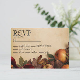 Cartão RSVP Casamento Rústico de Outono com Maçãs e Figos