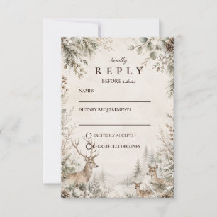 Cartão RSVP Casamento Rústico e Atemporal de Inverno