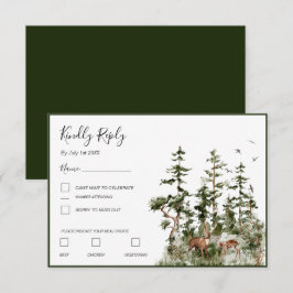 Cartão RSVP Casamento Rústico Floresta Montanha Aquarela