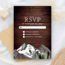 Cartão RSVP Casamento Rústico na Floresta da Montanha