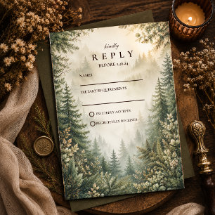 Cartão RSVP Casamento Rústico na Floresta Silvestre