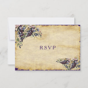 Cartão RSVP Casamento Rústico no Campo, Vinícola, Personalizad