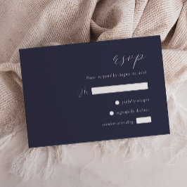 Cartão RSVP Casamento Simples Azul-Marinho Escuro Elegante