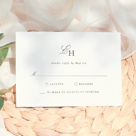 Cartão RSVP Casamento Simples Boho Minimalista Monograma