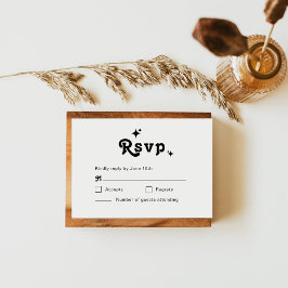 Cartão RSVP Casamento Simples Chic Retro