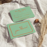 Cartão RSVP Casamento Simples Colorido Escrito À Mão<br><div class="desc">Uma simples e elegante carta colorida retro de casamento. Isso tem um moderno e único fundo verde-claro com um roteiro laranja e uma moldura desenhada à mão. Minimalista e chic com letra manuscrita. Tudo é editável clicando no botão personalizar.</div>