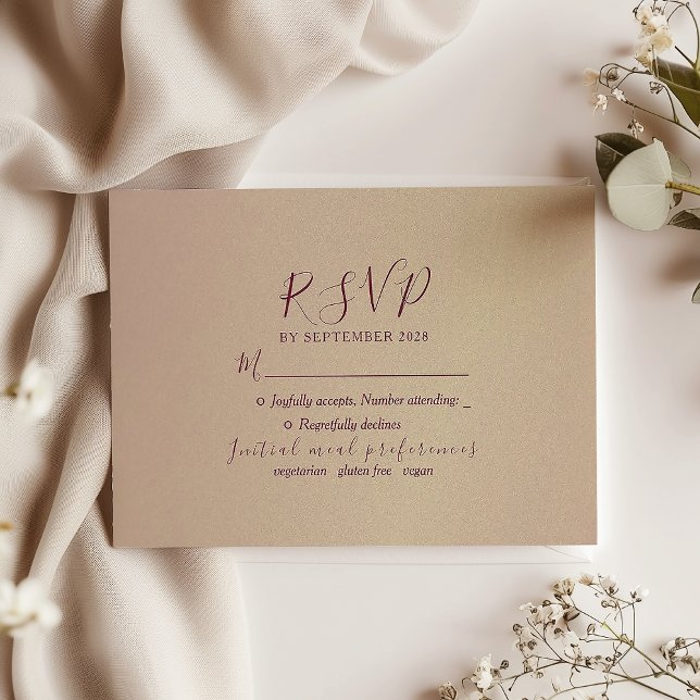 Cartão RSVP Casamento Simples com Grafia em Borgonha  (Criador carregado)