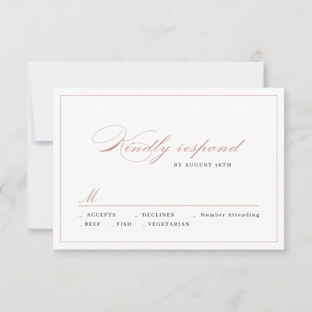 Cartão RSVP Casamento Simples com Script de Elegância Clássica (Frente)