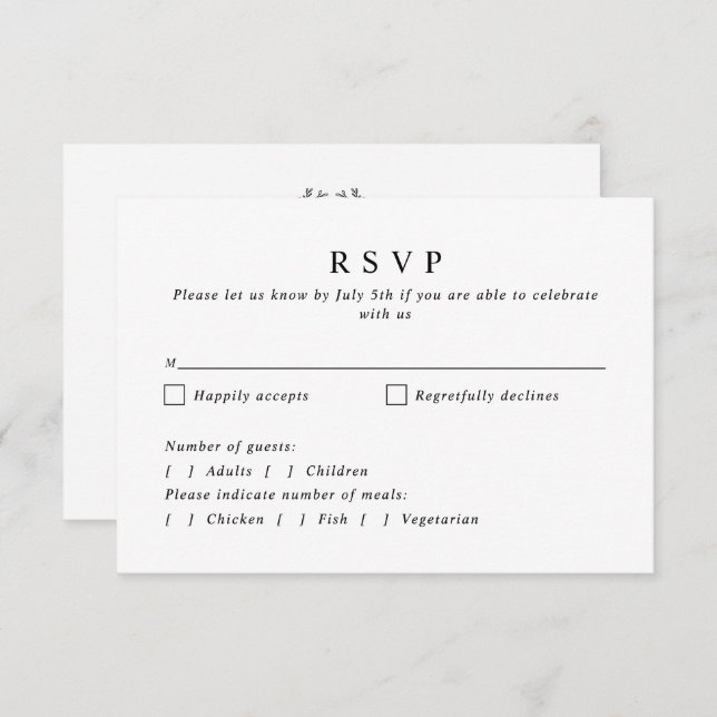 Cartão RSVP Casamento Simples da Terra Botânica do Monograma (Frente/Verso)