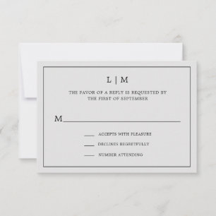Cartão RSVP Casamento Simples de Cinzas de Prata