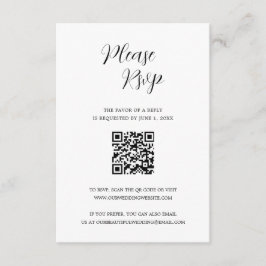 Cartão RSVP Casamento Simples de Código QR Moderno Contemporân